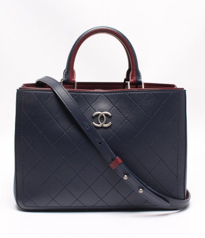 Chanel 2way handbag silver bracket Women's Chanel