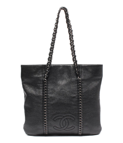 Chanel Leather Chain Tote Bag Silver Fittings Ladies Chanel