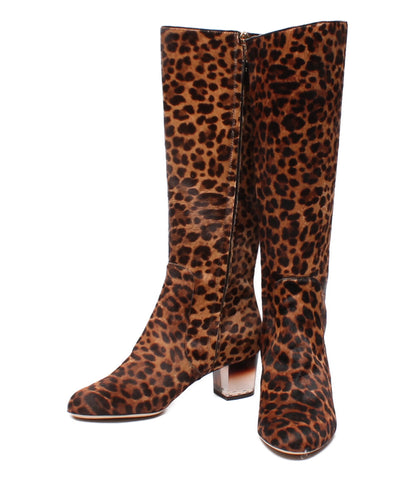 Salvatore Feragamo Haraco Leopard Long Boots Women's Size 5 D (S) Salvatore Ferragamo