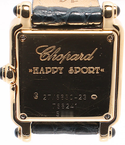 ショパール  腕時計 18K YG  ダイヤ スクエアミニ ハッピースポーツ クォーツ ホワイト 27/6850-23 レディース   chopard