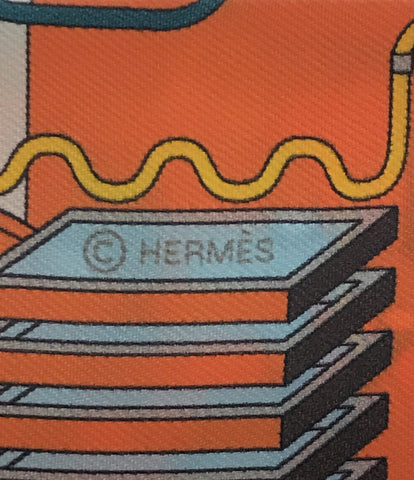 【HERMES】エルメス ツイリー La Maison des Carres メゾン デ カレ シルク オレンジ レディース スカーフファッション小物