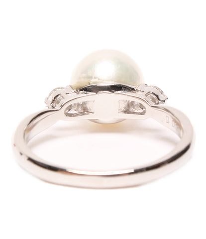 ความงามแหวน PT900 Akoya Pearl เพชร 0.20ct สุภาพสตรีขนาดฉบับที่ 14 (แหวน)