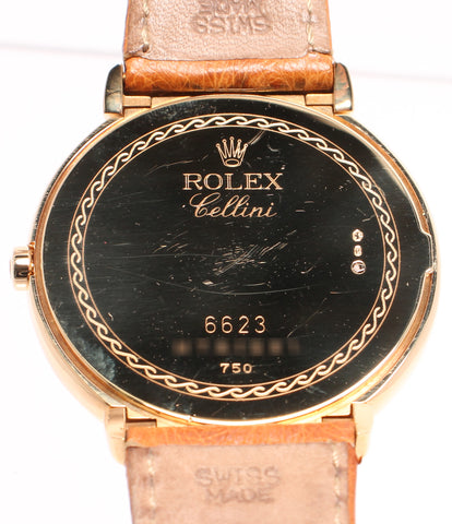 ロレックス  腕時計 11Pダイヤ 750 Cellini  クオーツ ホワイト 6623 レディース   ROLEX