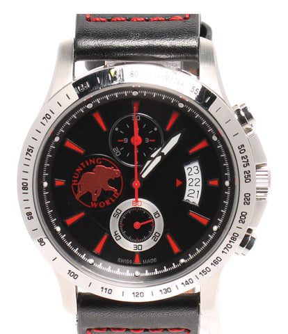 ハンティングワールド 腕時計 クロノグラフ クオーツ ブラック HW-916 ...