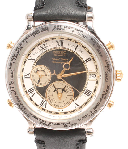 セイコー 腕時計 クロノグラフ ワールドタイマー クオーツ 6M15--9000