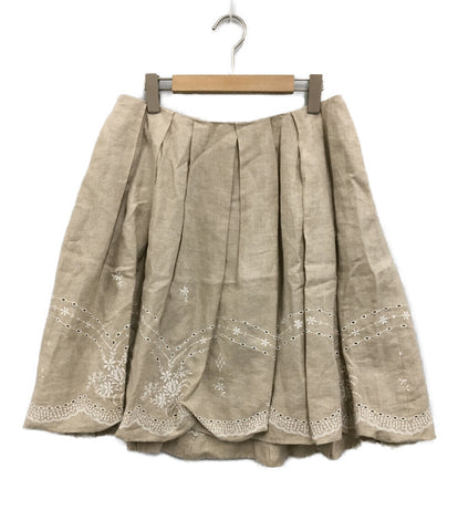 美品 フレアスカート 37928 Skirt Linen Flower レディース SIZE 42
