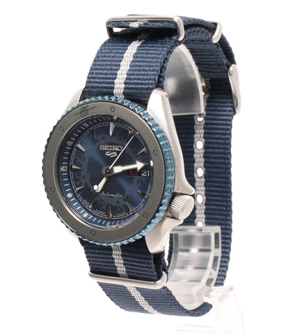 セイコー 美品 腕時計 うちはサスケ モデル 5SPORTS NARUTO & BORUTO Limited Edition 自動巻き ブルー 4R36-09F0 メンズ   SEIKO
