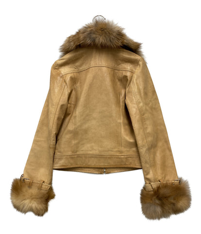 ジャケット/アウター美品   毛皮付きキャメル色のレザージャケット