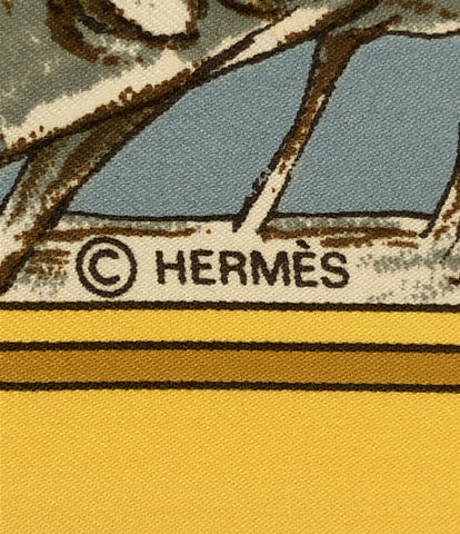 美品 HERMES エルメス カレ90 森の狩猟 スカーフ シルク キツネウサギ