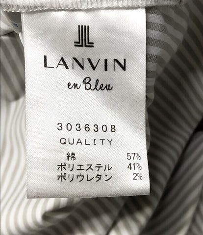【再値下げ】『LANVIN』（38）シャツワンピース ストライプ Aライン アシンメトリー ワンピース
