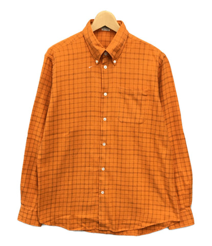 エルメス オレンジチェックボタンダウンシャツ メンズ SIZE 41/16 (L 