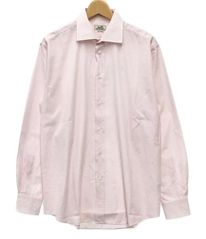 エルメス  ピンクストライプスモールHロゴシャツ      メンズ SIZE 42 (L) HERMES