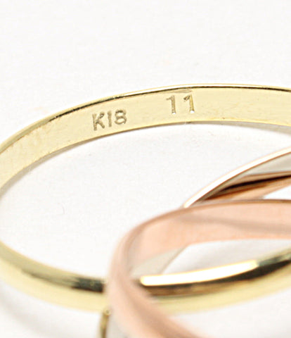 美品 三連リング 指輪 K18 K14WG      レディース SIZE 11号 (リング)