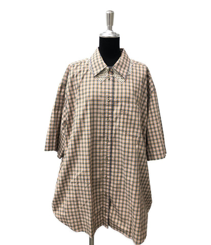 グッチ 美品 半袖オーバーサイズシャツ チェック柄 レディース SIZE 36
