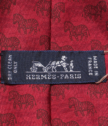 エルメス 美品 ネクタイ シルク100％ シマウマ柄 メンズ (複数サイズ 
