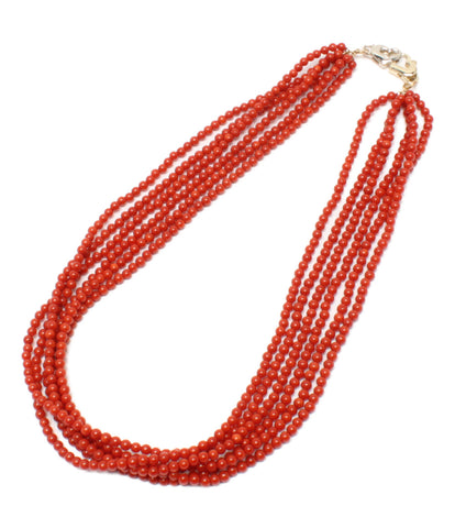 美品 6連ネックレス K18 赤珠      レディース  (ネックレス)