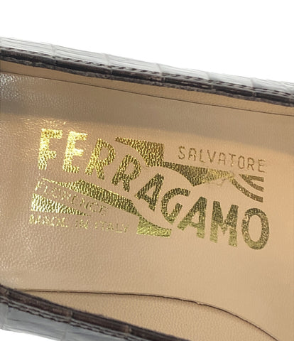 サルバトーレフェラガモ  スクエアトゥパンプス チャンキーヒール クロコ型押し  ヴァラ   A45 レディース SIZE 6 C (M) Salvatore Ferragamo
