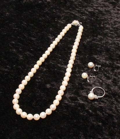 Beauty products pearl ring Pt900 earrings K14WG necklace silver accessories set Ladies (Other)