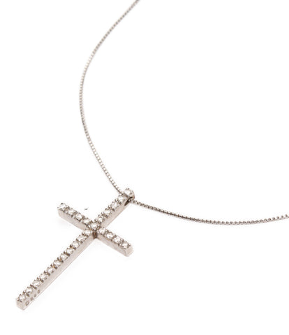 K18WG cross necklace D0.30 Ladies (necklace)