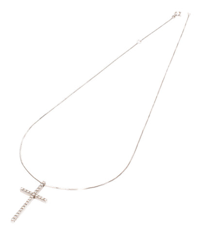 K18WG cross necklace D0.30 Ladies (necklace)