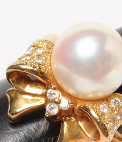 Ring K18 Pearl 8.3mm Diamond 0.10ct Ladies Size No. 10 (Ring)