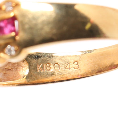 K18 flower motif ring Ladies SIZE 14 No. (ring)