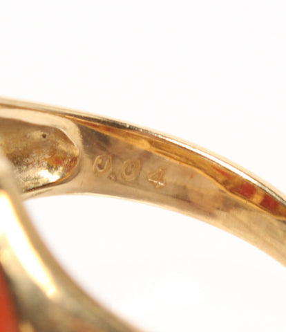 Ring K18 coral diamond 0.04ct Ladies SIZE 12 No. (ring)