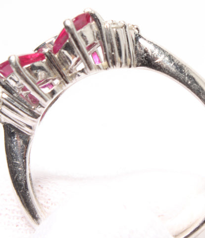 PT900 Ruby 1.94CT Diamond 0.24C Flower Motif Ring Women Size No. 12 (Ring)