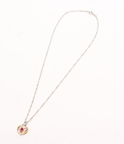 Pendant PT850 PT K18 Ruby Diamond 0.15CT Women's (Necklace)