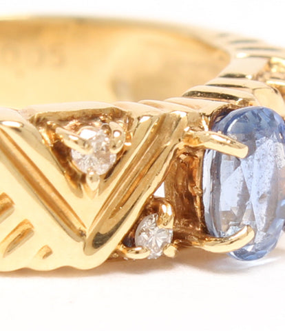 Ring K18 Sapphire Diamond 0.05ct Women's Size No. 15 (Ring)
