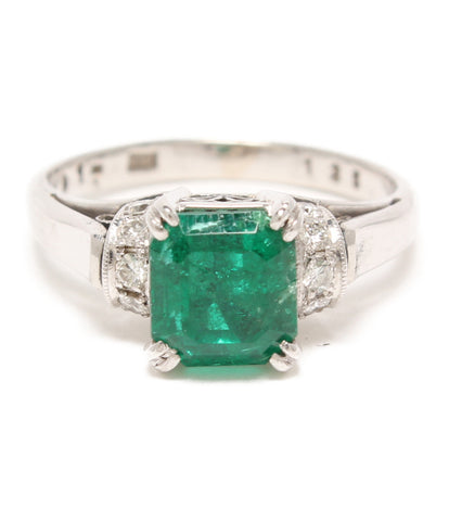 Ring Pt Emerald 1.35ct Diamond 0.12ct Ladies SIZE 7 (Ring) Wako