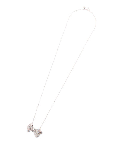 Beauty Pendant K18WG Diamond 0.80ct Ribbon Motif Women (Necklace)