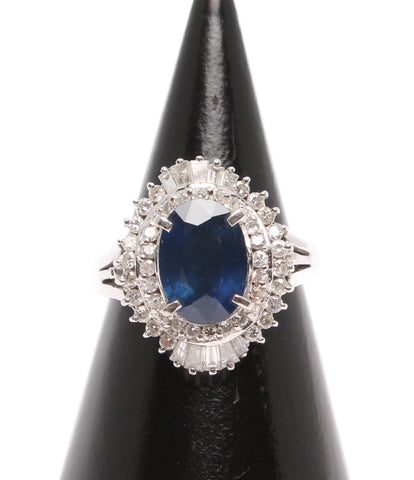 Pt900 蓝宝石 2.13ct 钻石 0.65ct 环女士 SIZE 11 （戒指）