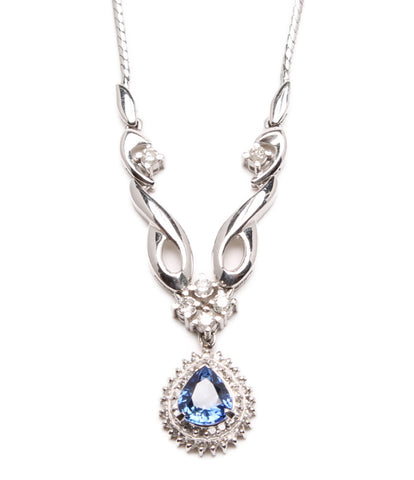 PT850 Sapphire 1.02CT Diamond 0.53CT Necklace Ladies (Necklace)