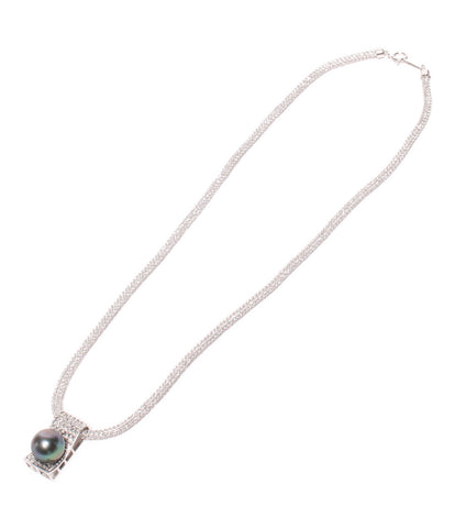 Necklace K18WG Pearl 10mm Diamond 0.46ct Ladies (Necklace)