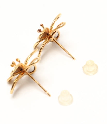 Earrings K18 PT850 Flower Motif Women (Piercing Earrings)