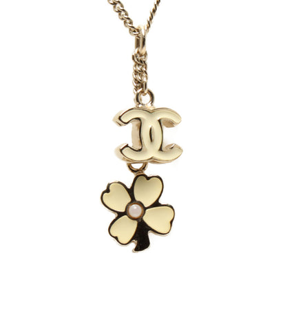 Chanel Black and Goldtone Clover Charm Necklace - Yoogi's Closet