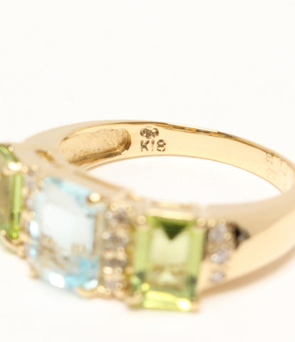 Beauty Product Ring Ring K18 Brute Paz 1.31CT Peridot 1.43CT Diamond 0.16CT Women Size No. 12 (Ring)