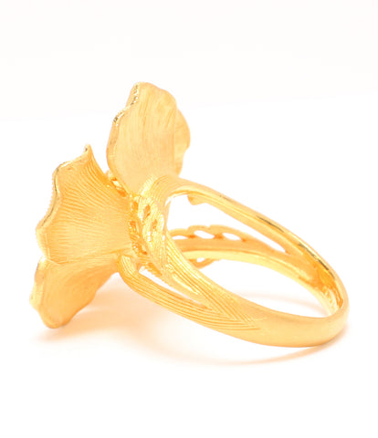แหวนแหวน K24 YG เงินบริสุทธิ์ดอกไม้ Motif ผู้หญิงขนาด 11 (แหวน) Prima Gold