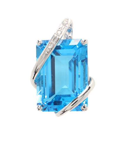 Beauty Pendant Top K18WG Blue Topaz 19.42CT Diamond 0.03CT Women (Others)