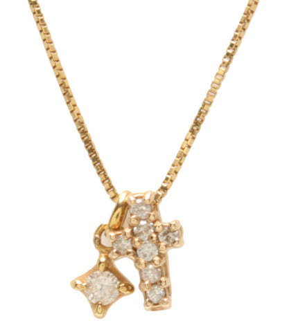 Agat Necklace K18 K10 Diamond 0.07ct 0.05ct Cross Motif Women (Necklace) Agete