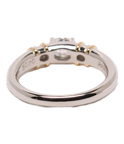 美品 リング 指輪 K18 Pt900 ダイヤ オーバルカット 0.409ct F-SI2-OV ...