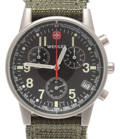 ウェンガー 美品 腕時計 クロノグラフ クオーツ ブラック 7072X メンズ
