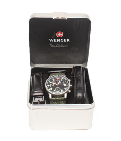 ウェンガー 美品 腕時計 クロノグラフ クオーツ ブラック 7072X メンズ
