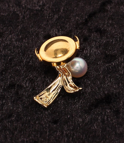 K18 真珠 リボン ピンブローチkaojewelry