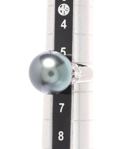 美品 リング 指輪 Pt900 黒蝶パール 12mm ダイヤ 0.18ct      レディース SIZE 6号 (リング)