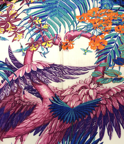 エルメス  スカーフ カレジェアン カレ140 シルク カシミヤ フラミンゴパーティー Flamingo Party     レディース  (複数サイズ) HERMES