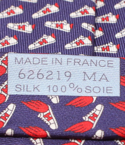 エルメス 美品 ネクタイ シルク100％ シューズ柄 メンズ (複数サイズ 