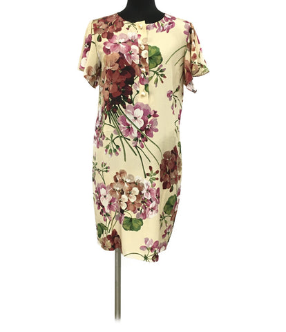 Gucci beauty products short-sleeved dress floral silk Ladies SIZE 42 (M) GUCCI