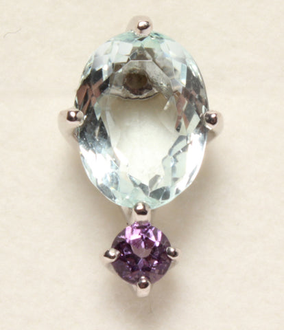 New article Unused Pierce Single K10WG Aquamarine Amethyst 1.1g Niziiro Jewels Sustainable Women (Earrings) Aidect